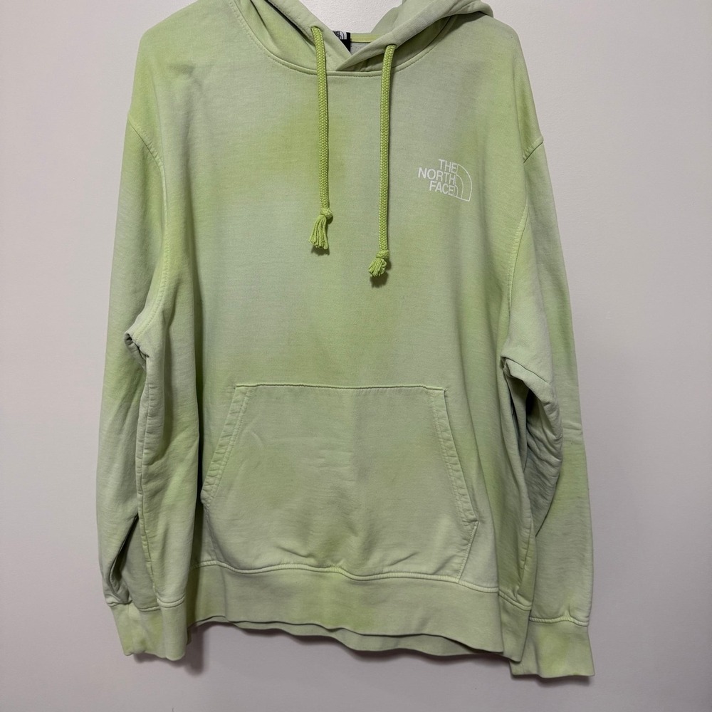 The North Face Mens XL Lime Green Wash Pullover Hoodie Sweatshirt Logo